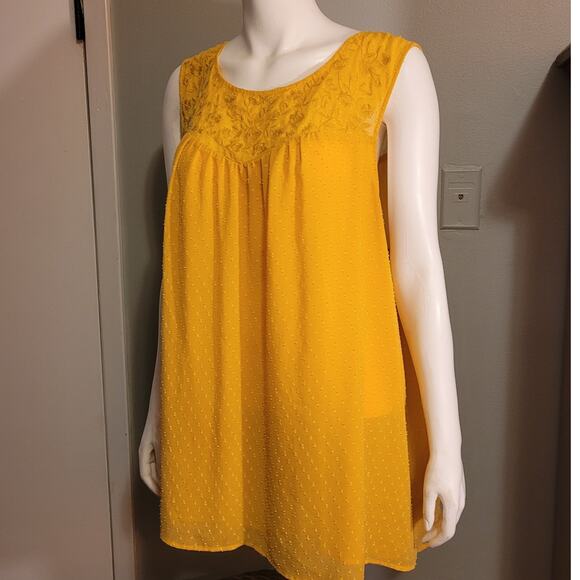 Torrid Plus 4X Yellow Swiss Dot Embroidered Sleeveless Tunic Blouse Top Womens - Picture 2 of 12